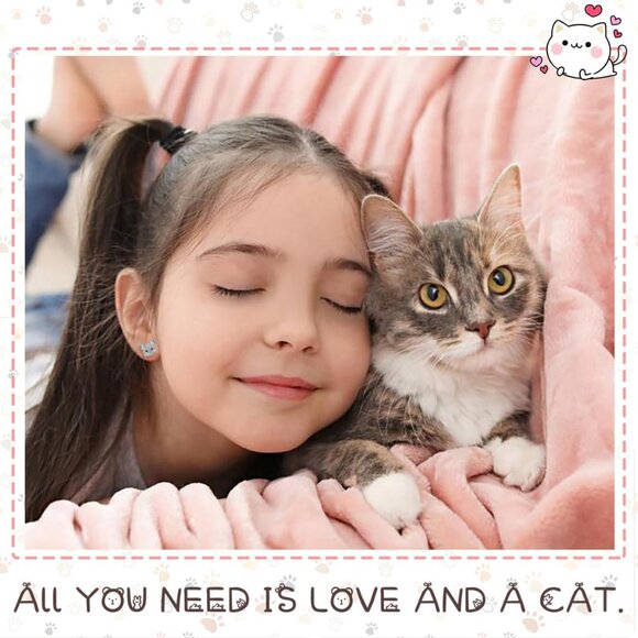 Cubic Zirconia Hypoallergenic Cute Cat Stud Earrings for Women Teens Girls - Picture 2 of 6